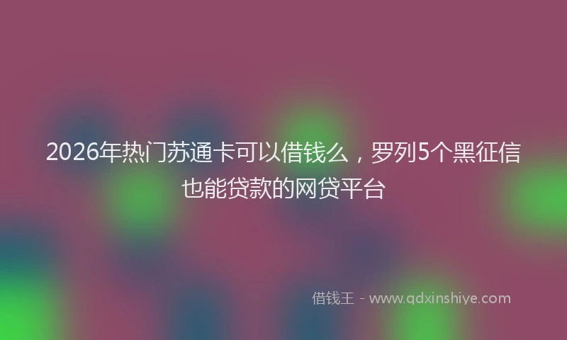 2026年热门苏通卡可以借钱么，罗列5个黑征信也能贷款的网贷平台