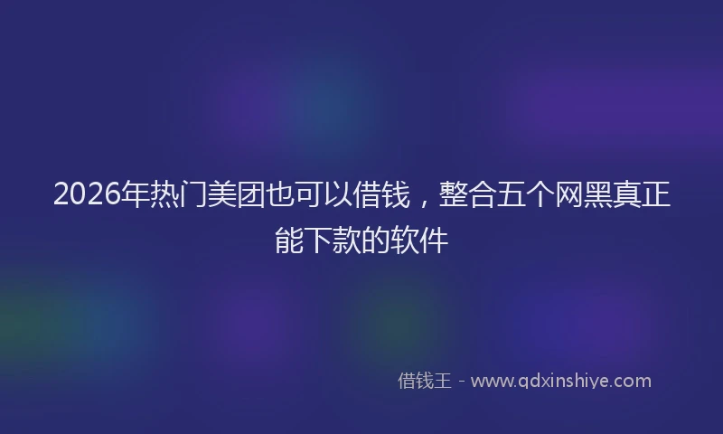 2026年热门美团也可以借钱，整合五个网黑真正能下款的软件