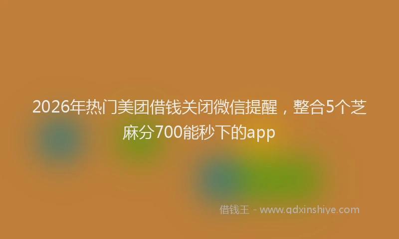 2026年热门美团借钱关闭微信提醒，整合5个芝麻分700能秒下的app