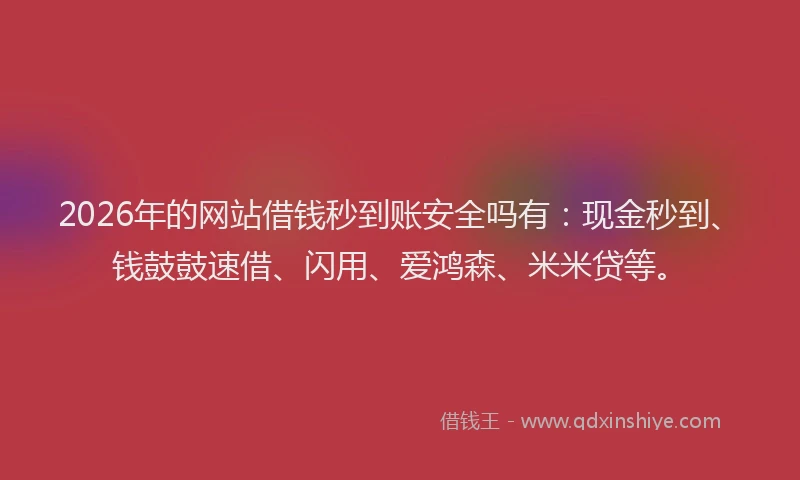 2026年的网站借钱秒到账安全吗有：现金秒到、钱鼓鼓速借、闪用、爱鸿森、米米贷等。