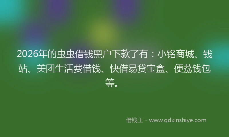 2026年的虫虫借钱黑户下款了有：小铭商城、钱站、美团生活费借钱、快借易贷宝盒、便荔钱包等。