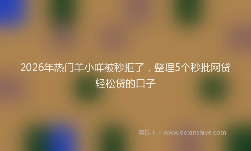 2026年热门羊小咩被秒拒了，整理5个秒批网贷轻松贷的口子