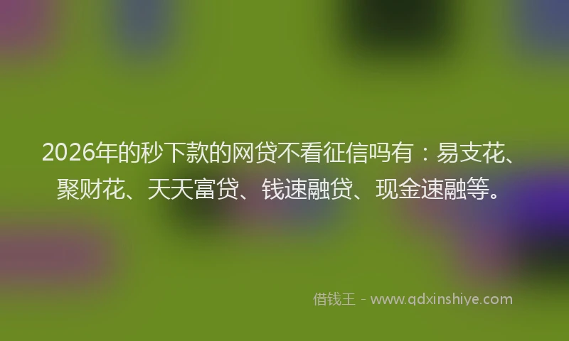 2026年的秒下款的网贷不看征信吗有：易支花、聚财花、天天富贷、钱速融贷、现金速融等。