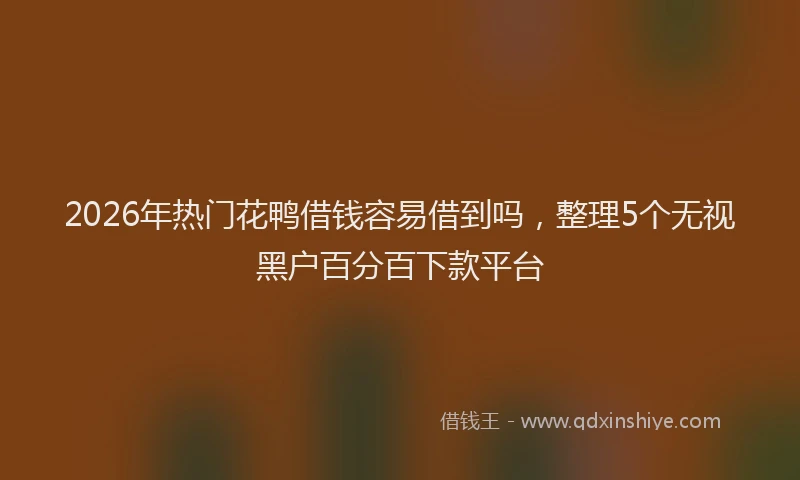 2026年热门花鸭借钱容易借到吗，整理5个无视黑户百分百下款平台
