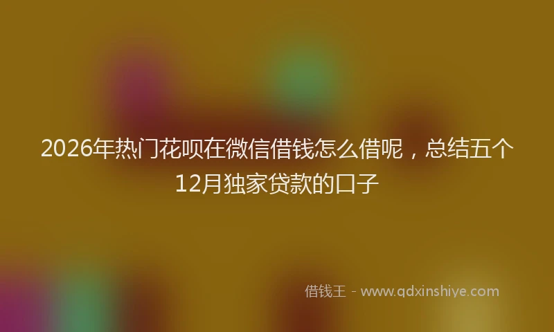 2026年热门花呗在微信借钱怎么借呢，总结五个12月独家贷款的口子
