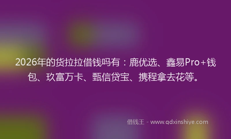 2026年的货拉拉借钱吗有：鹿优选、鑫易Pro+钱包、玖富万卡、甄信贷宝、携程拿去花等。