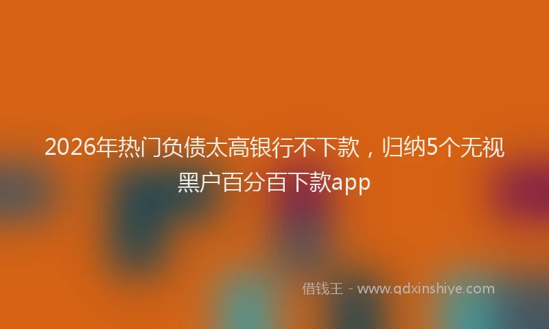 2026年热门负债太高银行不下款，归纳5个无视黑户百分百下款app