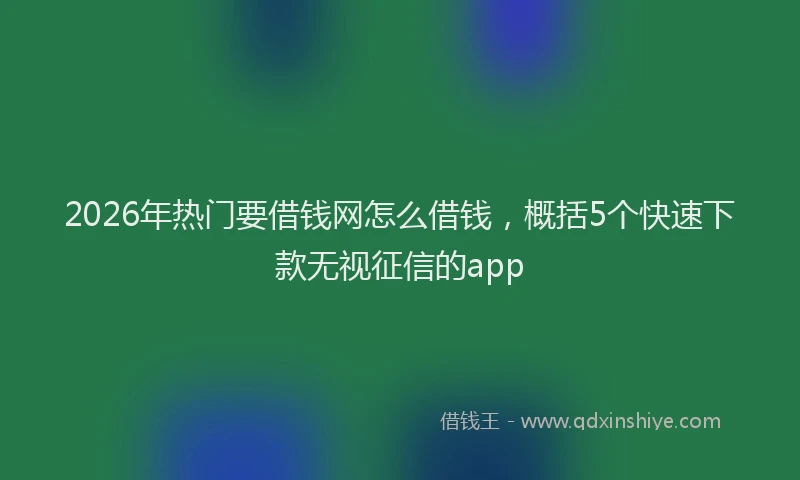 2026年热门要借钱网怎么借钱，概括5个快速下款无视征信的app