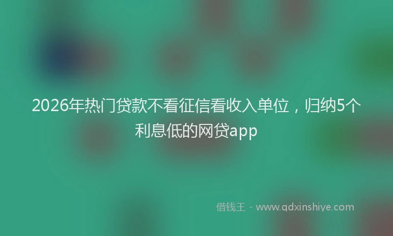 2026年热门贷款不看征信看收入单位，归纳5个利息低的网贷app