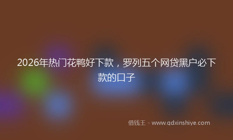2026年热门花鸭好下款，罗列五个网贷黑户必下款的口子