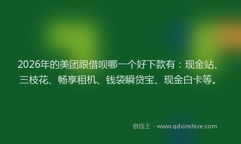 2026年的美团跟借呗哪一个好下款有：现金站、三枝花、畅享租机、钱袋瞬贷宝、现金白卡等。