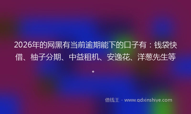 2026年的网黑有当前逾期能下的口子有：钱袋快借、柚子分期、中益租机、安逸花、洋葱先生等。