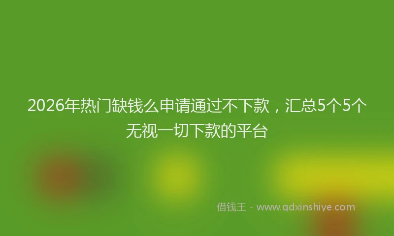 2026年热门缺钱么申请通过不下款，汇总5个5个无视一切下款的平台