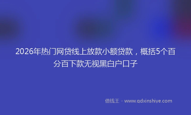 2026年热门网贷线上放款小额贷款，概括5个百分百下款无视黑白户口子