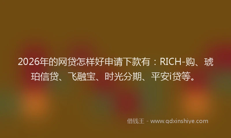 2026年的网贷怎样好申请下款有：RICH-购、琥珀信贷、飞融宝、时光分期、平安i贷等。
