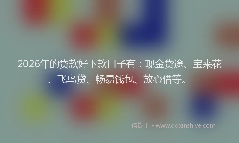 2026年的贷款好下款口子有：现金贷途、宝来花、飞鸟贷、畅易钱包、放心借等。