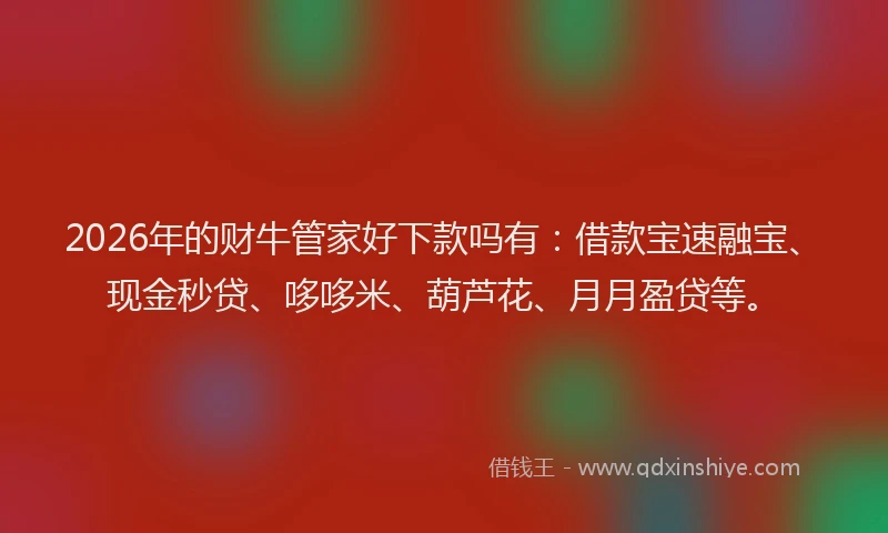 2026年的财牛管家好下款吗有：借款宝速融宝、现金秒贷、哆哆米、葫芦花、月月盈贷等。