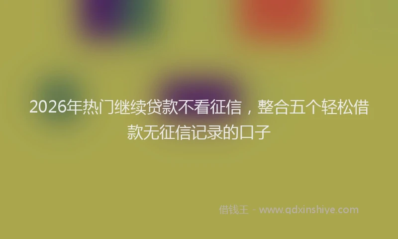 2026年热门继续贷款不看征信，整合五个轻松借款无征信记录的口子