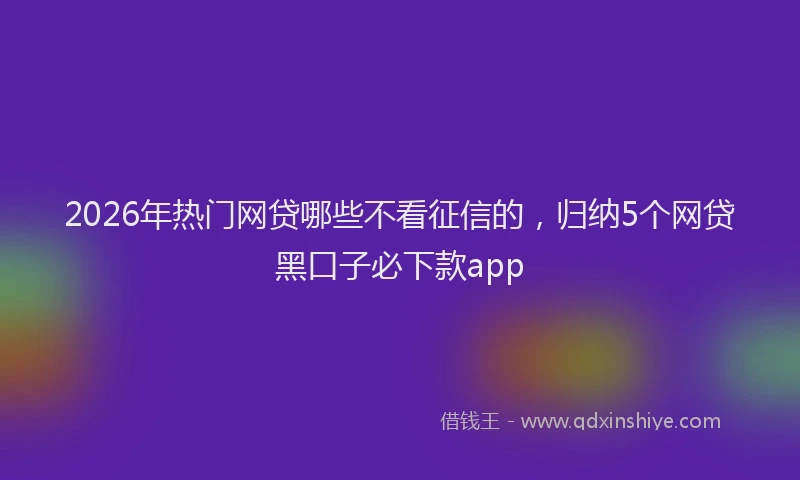 2026年热门网贷哪些不看征信的，归纳5个网贷黑口子必下款app