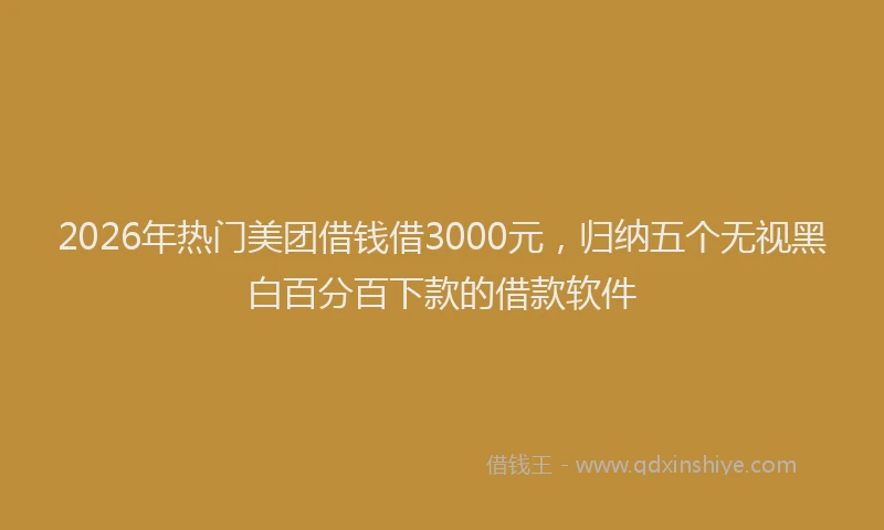 2026年热门美团借钱借3000元，归纳五个无视黑白百分百下款的借款软件