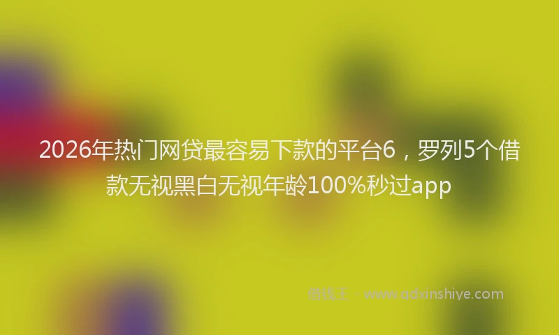 2026年热门网贷最容易下款的平台6，罗列5个借款无视黑白无视年龄100%秒过app