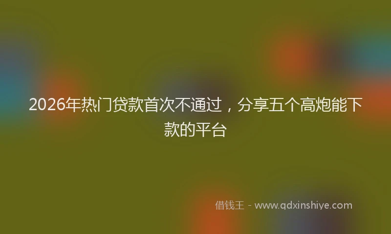 2026年热门贷款首次不通过，分享五个高炮能下款的平台