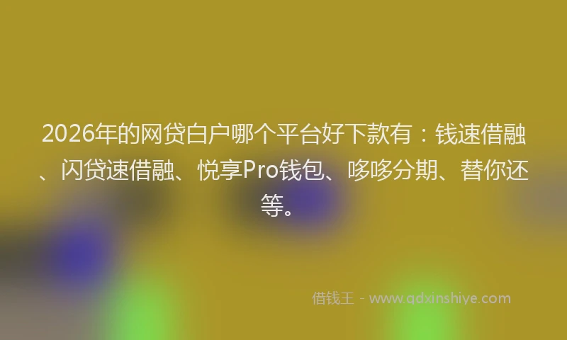 2026年的网贷白户哪个平台好下款有：钱速借融、闪贷速借融、悦享Pro钱包、哆哆分期、替你还等。
