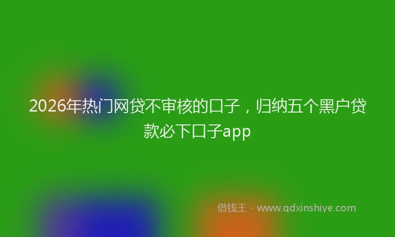 2026年热门网贷不审核的口子，归纳五个黑户贷款必下口子app