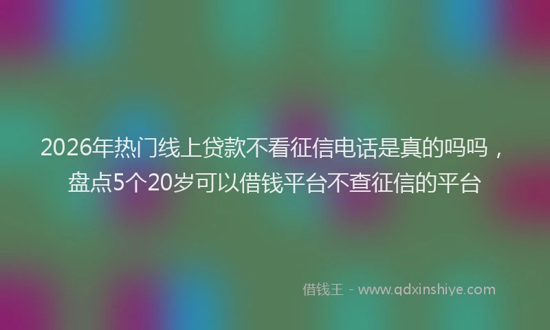 2026年热门线上贷款不看征信电话是真的吗吗，盘点5个20岁可以借钱平台不查征信的平台