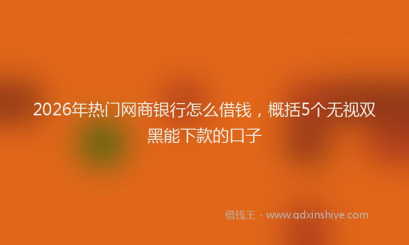 2026年热门网商银行怎么借钱，概括5个无视双黑能下款的口子