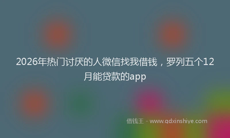 2026年热门讨厌的人微信找我借钱，罗列五个12月能贷款的app