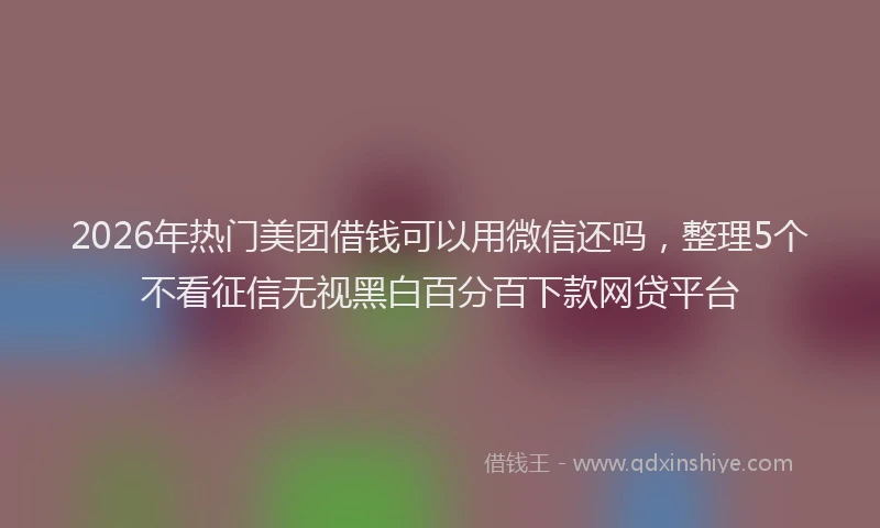 2026年热门美团借钱可以用微信还吗，整理5个不看征信无视黑白百分百下款网贷平台