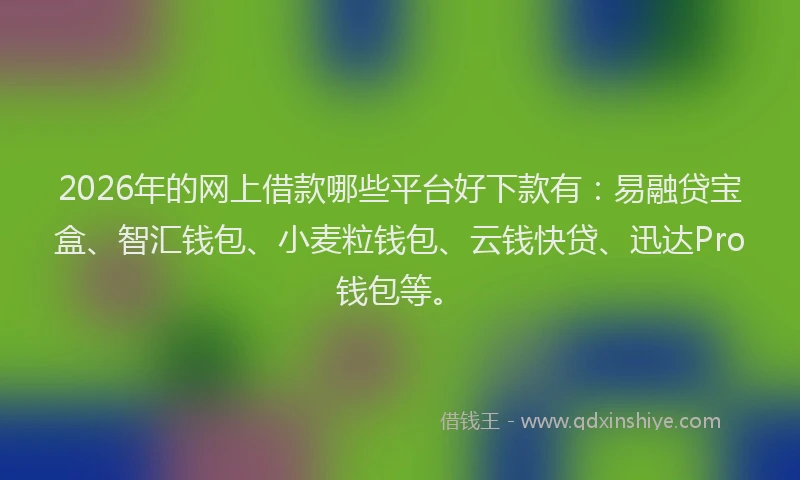 2026年的网上借款哪些平台好下款有：易融贷宝盒、智汇钱包、小麦粒钱包、云钱快贷、迅达Pro钱包等。