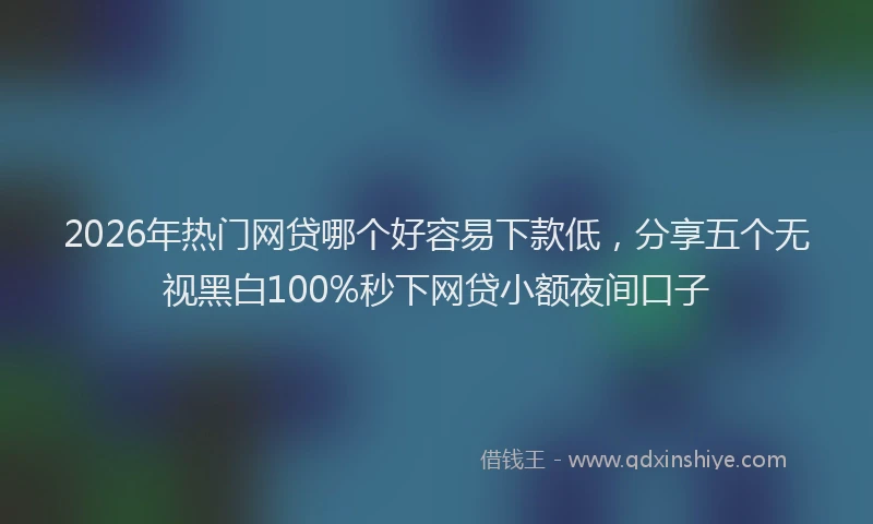 2026年热门网贷哪个好容易下款低，分享五个无视黑白100%秒下网贷小额夜间口子