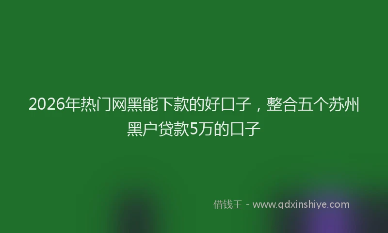 2026年热门网黑能下款的好口子，整合五个苏州黑户贷款5万的口子