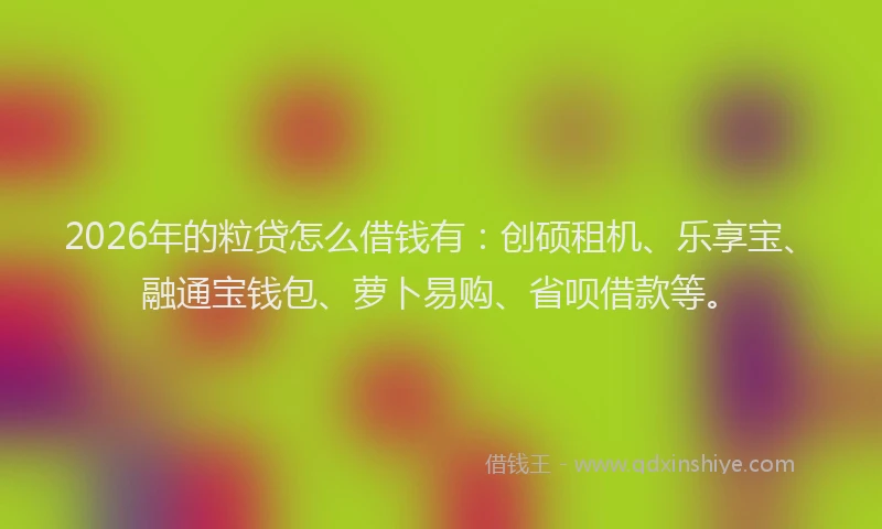 2026年的粒贷怎么借钱有：创硕租机、乐享宝、融通宝钱包、萝卜易购、省呗借款等。