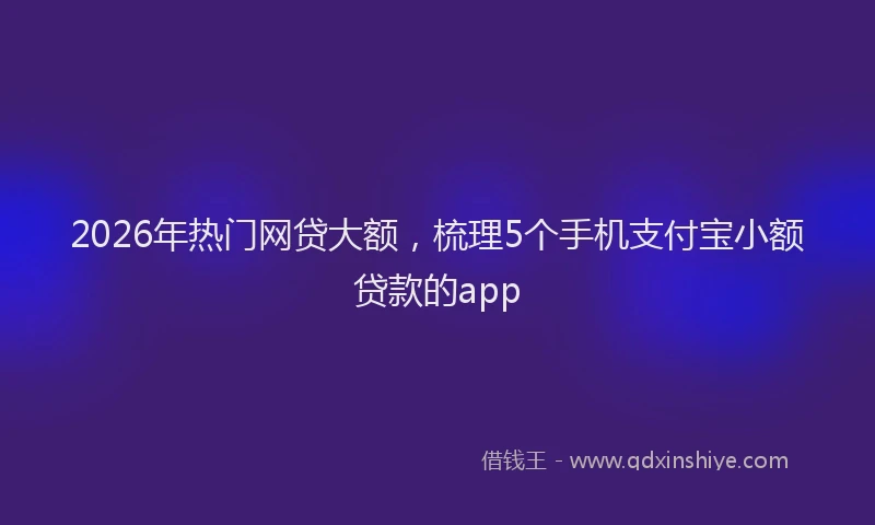 2026年热门网贷大额，梳理5个手机支付宝小额贷款的app