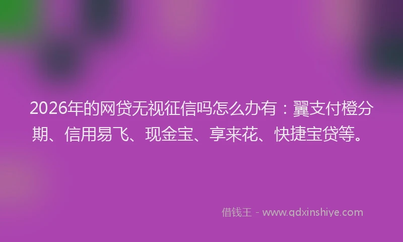 2026年的网贷无视征信吗怎么办有：翼支付橙分期、信用易飞、现金宝、享来花、快捷宝贷等。