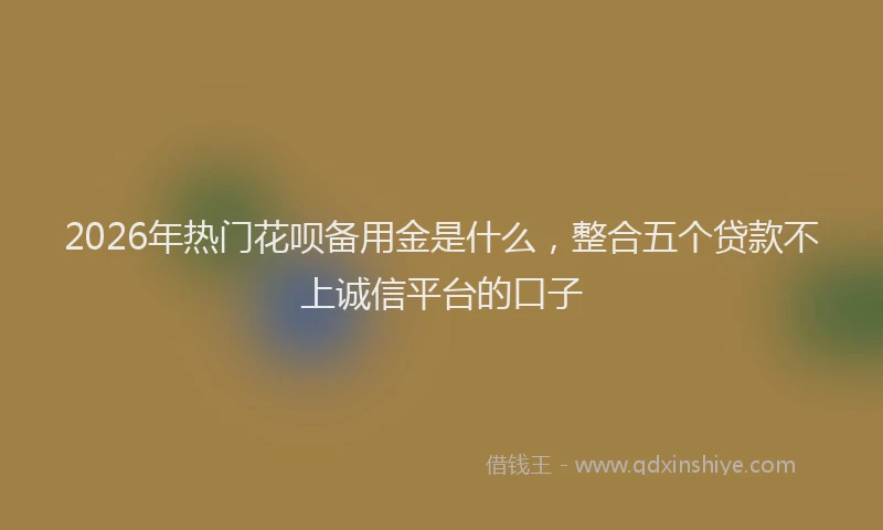 2026年热门花呗备用金是什么，整合五个贷款不上诚信平台的口子