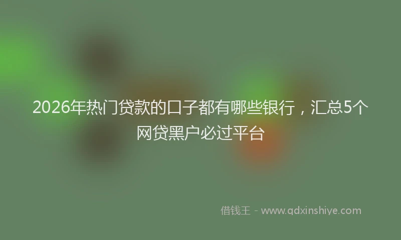 2026年热门贷款的口子都有哪些银行，汇总5个网贷黑户必过平台