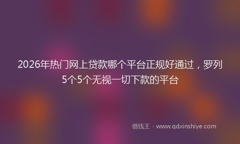 2026年热门网上贷款哪个平台正规好通过,罗列5个5个无视一切下款的平台