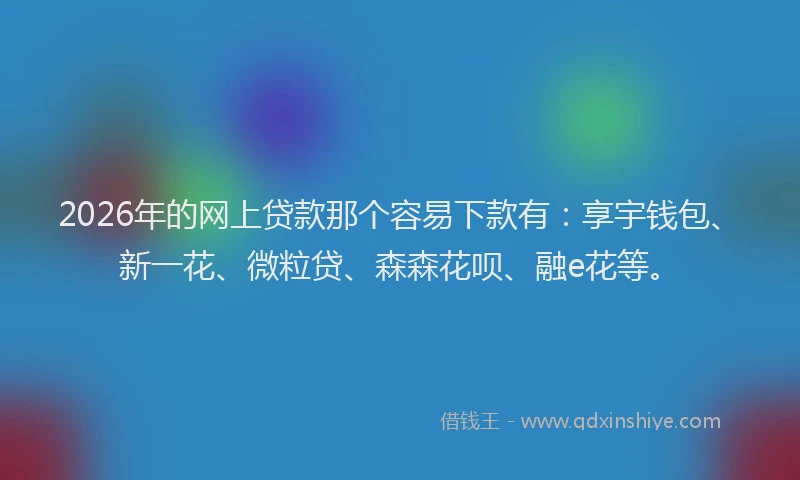 2026年的网上贷款那个容易下款有：享宇钱包、新一花、微粒贷、森森花呗、融e花等。