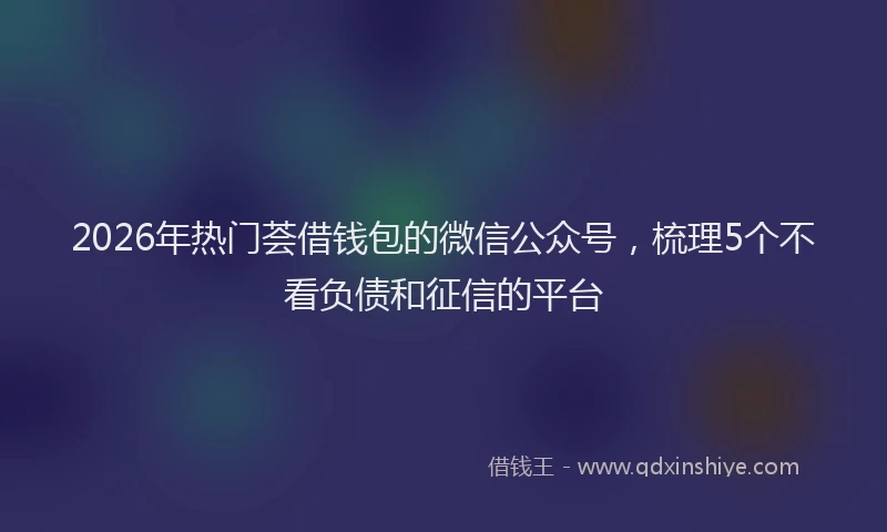 2026年热门荟借钱包的微信公众号，梳理5个不看负债和征信的平台