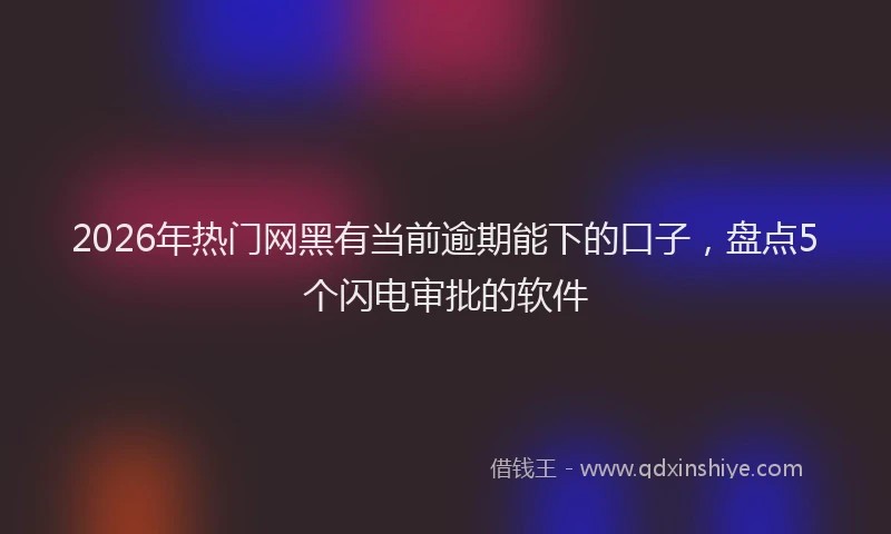 2026年热门网黑有当前逾期能下的口子，盘点5个闪电审批的软件