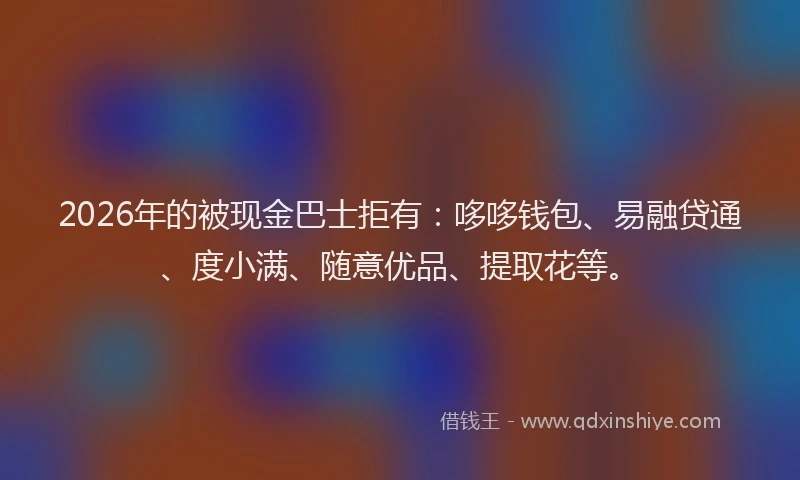 2026年的被现金巴士拒有：哆哆钱包、易融贷通、度小满、随意优品、提取花等。