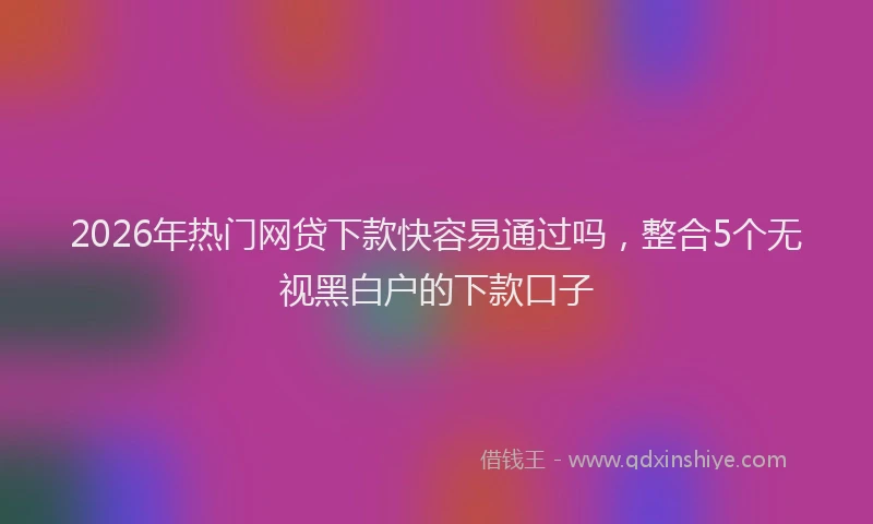 2026年热门网贷下款快容易通过吗，整合5个无视黑白户的下款口子