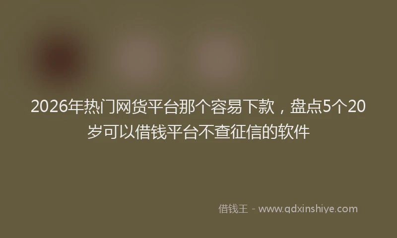 2026年热门网货平台那个容易下款，盘点5个20岁可以借钱平台不查征信的软件