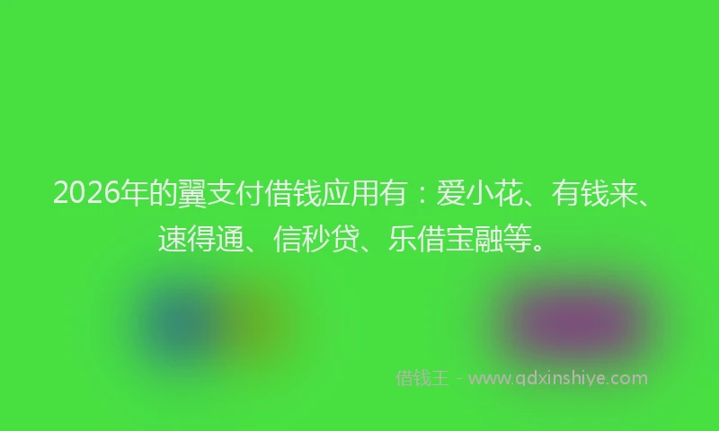 2026年的翼支付借钱应用有：爱小花、有钱来、速得通、信秒贷、乐借宝融等。