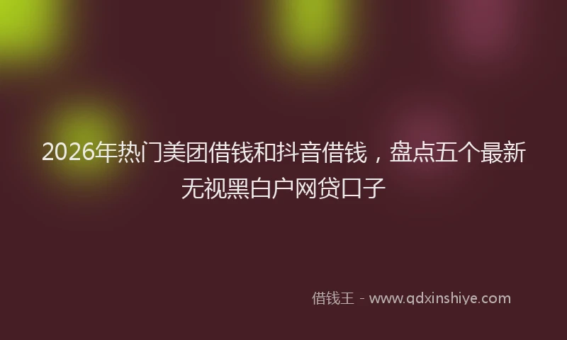 2026年热门美团借钱和抖音借钱，盘点五个最新无视黑白户网贷口子