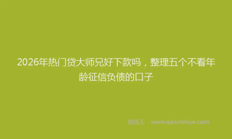 2026年热门贷大师兄好下款吗，整理五个不看年龄征信负债的口子